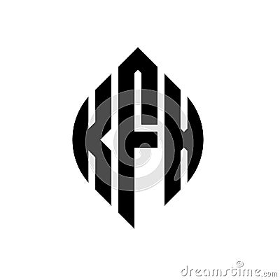 KFX circle letter logo design with circle and ellipse shape. KFX ellipse letters with typographic style. The three initials form a Vector Illustration
