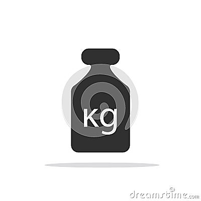 1 kg black dumbbell icon isolated on white Vector Illustration