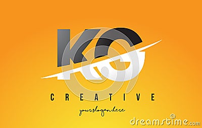 KG K G Letter Modern Logo Design with Yellow Background and Swoosh. Vector Illustration