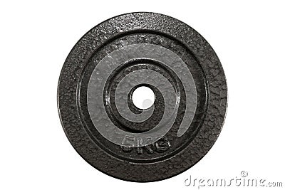 5 kg steel plate for weight lifting to reduce fat and strengthen Stock Photo