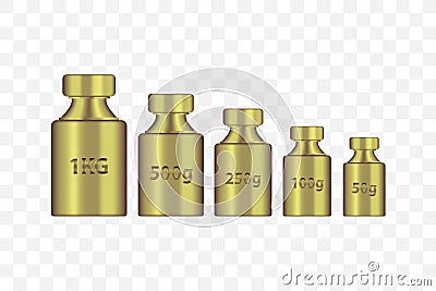 Kg weight mass golden metal realistic vector Vector Illustration