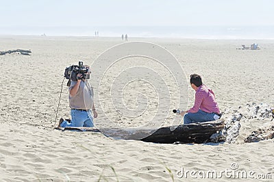 KGW News reporter and cameraman Editorial Stock Photo