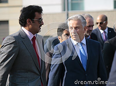 Kh Tamim bin Hamad bin Khalifa Al Thani, the Emir of Qatar and Klaus Wowereit Editorial Stock Photo