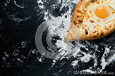 Khachapuri adjara georgian cuisine baked bread Stock Photo