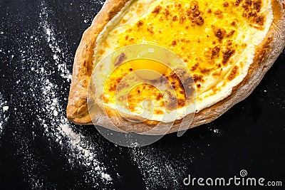 Khachapuri adjara traditional Georgian cuisine meal Stock Photo