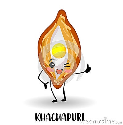 Khachapuri. character on a white background isolated. Georgian cuisine. Egg and Cheese Bread Vector Illustration