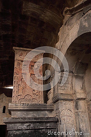 The khachkar cross-stones in Haghpat Monastery, Armenia Stock Photo
