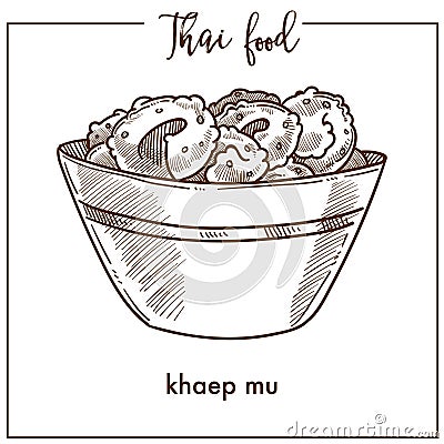 Khaep mu in deep bowl from Thai food Vector Illustration
