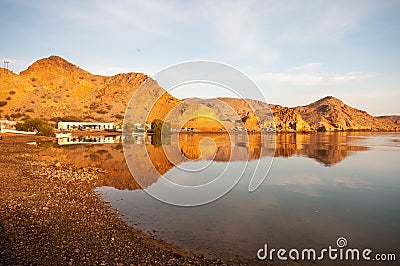 Khairan beach and very calm sea water, Muscat Oman Stock Photo