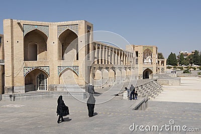 Khaju Bridge, Isfahan, Iran, Asia Editorial Stock Photo