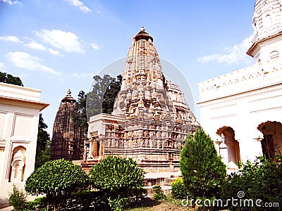 Khajuraho temples that are spectacular piece of human imagination, artistic creativity, magnificent architectural work and derivin Editorial Stock Photo