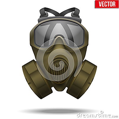 Khaki gas mask respirator. Vector Illustration. Vector Illustration