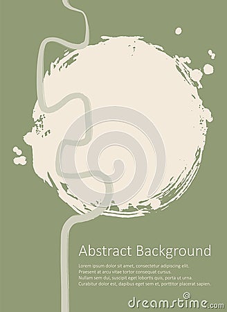 Khaki and white abstract background with ink brush design elements. Vector Illustration