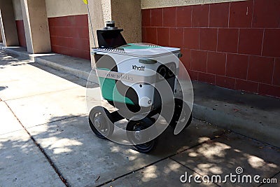 Khalif, Serve Robotics Delivery. Serve Robot Delivering Food to Customer Editorial Stock Photo
