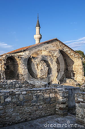 Khan Uzbek Mosque and the ruins of a building adjacent to it ma Stock Photo