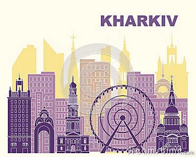 Kharkiv city skyline, Ukraine. Vector Illustration