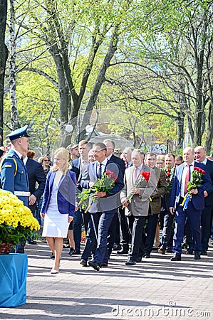 Kharkiv, Ukraine â€“ 26 april, 2018: Moleben and laying flowers Editorial Stock Photo