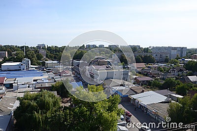 KHARKIV, UKRAINE - AUGUST 27, 2019 Aerial view of Chuhuiv city, a birthplace of Ilya Repin, a famous sculptor and Editorial Stock Photo