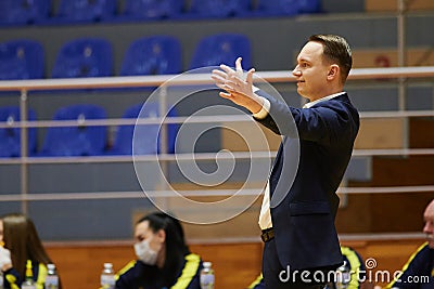 The basketball match of Ukrainian Super league BC Sokoly vs BC Mykolayiv Editorial Stock Photo