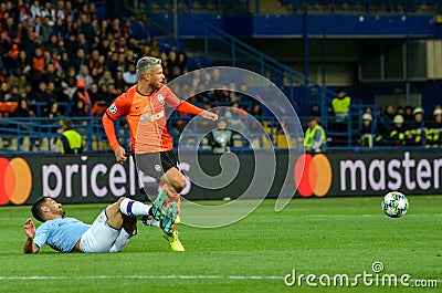 KHARKIV, UKRAINE - September 18, 2019: Ilkay Gundogan and Marlos during the UEFA Champions League match between Shakhtar Donetsk Editorial Stock Photo