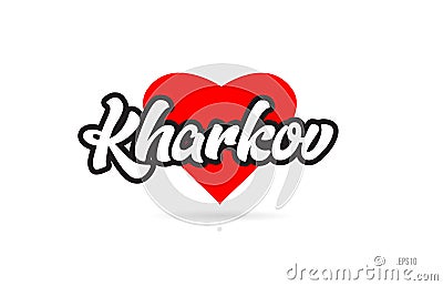 kharkov city design typography with red heart icon logo Vector Illustration