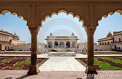 Khas Mahal and facing garden, Agra Fort, Agra, India Stock Photo