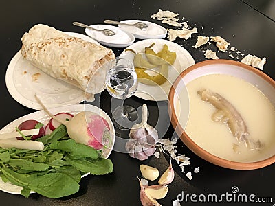 Khash Armenian soup Stock Photo