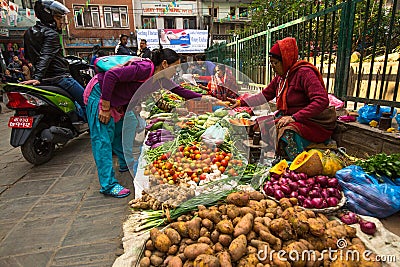 KHATMANDU - Unidentified tibetan Buddhist monks near stupa Boudhanath during festive Puja Editorial Stock Photo