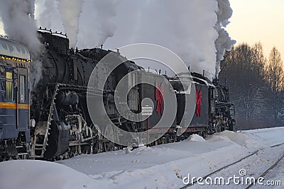 Two steam locomotives of the retro train 