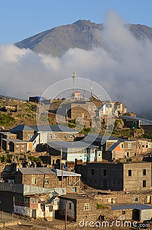 Xinaliq, Azerbaijan, a remote mountain village in the Greater Caucasus range Stock Photo