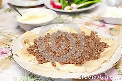 Khinkal. Traditional Azeri meal Stock Photo