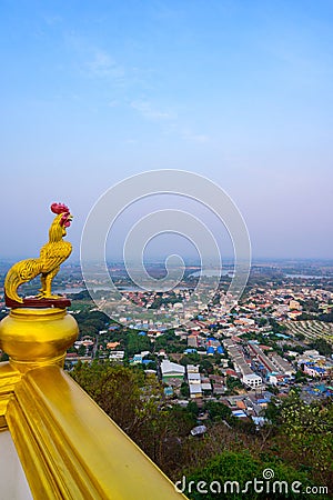 Khiriwong Temple Viewpoint with Nakhonsawan Cityscape Stock Photo