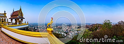 Khiriwong Temple Viewpoint with Nakhonsawan Cityscape Stock Photo