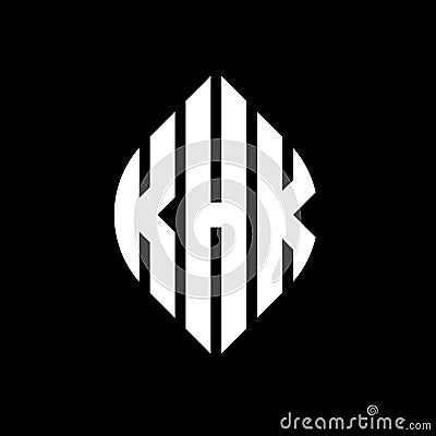 KHK circle letter logo design with circle and ellipse shape. KHK ellipse letters with typographic style. The three initials form a Vector Illustration