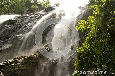 Khlong Lan Waterfall is a beautiful and famous waterfall. in National parks and in the rainforests of Thailand. Stock Photo