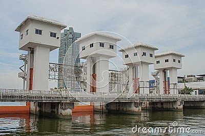 The Khlong Lat Pho Floodgate Project, Thailand. Stock Photo