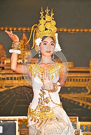 Khmer classical dancers in Siem Reap, Cambodia. Editorial Stock Photo