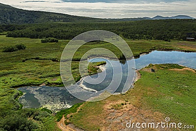 Khodutkinskiye hot springs. South Kamchatka Nature Park. Stock Photo