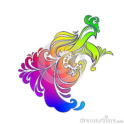 Khokhloma painting colorful rooster 2 Vector Illustration