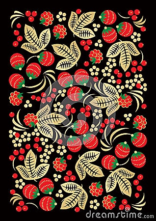 Khokhloma style Russian handicraft ornament Vector Illustration