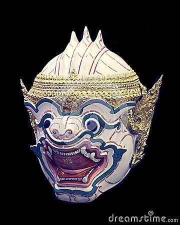 Khon Mask of Ramayana Story Stock Photo