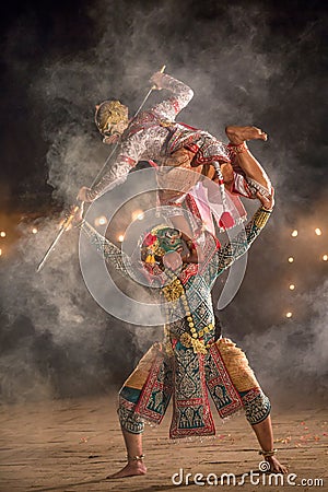 Khon thai performing art of ramayana story dancing the best of T Stock Photo