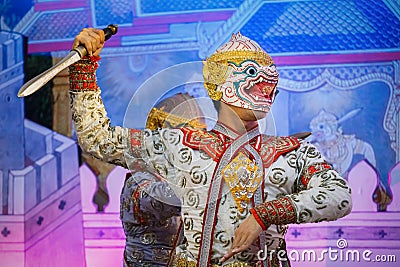 Khon - Thai Traditional Mask Dance Editorial Stock Photo