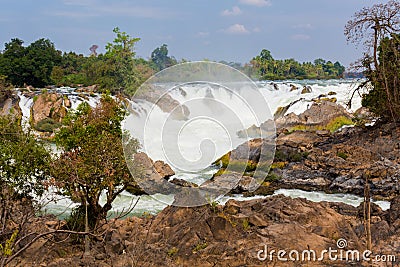 Khone Phapheng waterfall in Laos Stock Photo