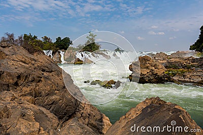 Khone Phapheng waterfall in Laos Stock Photo