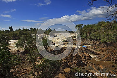 Khonprapeng water fall or mekong river in champasak southern of Stock Photo