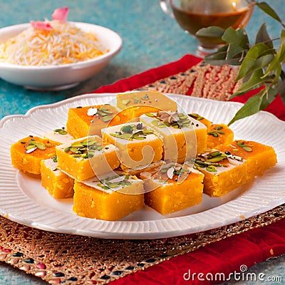 Sweet food Khopara Pak or Coconut Burfi Stock Photo