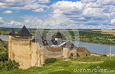 Khotyn castle, 13-17 century, Ukraine Stock Photo