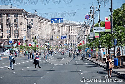 Khreshchatyk street in Kiev, Ukraine Editorial Stock Photo