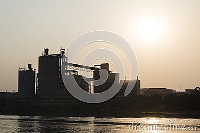 Khulna, Bangladesh, March 1 2017: Industrial plant for cement production Editorial Stock Photo